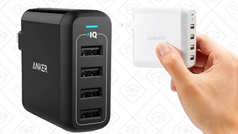 Anker PowerPort 4, $20. Black: use code L7PU4JGO | White: use code QAAUTP8Q